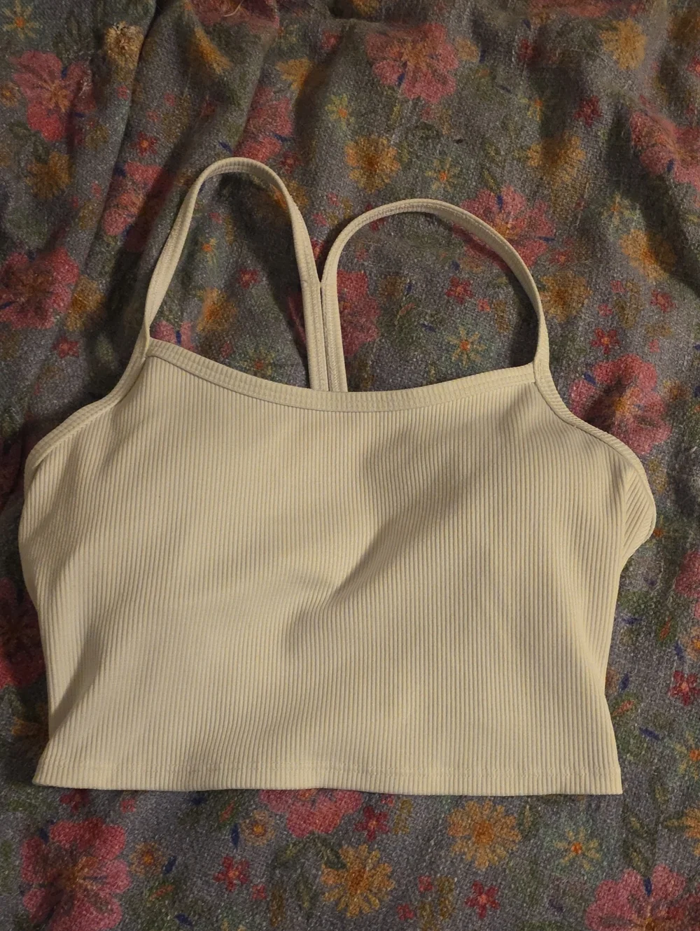 ALO Yoga Cream Ribbed Crop Tank Top
